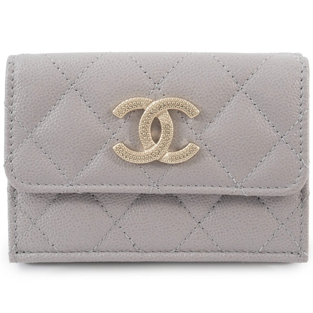 CHANEL Authentic Gray Caviar Leather Wallet - Picture 2 of 16